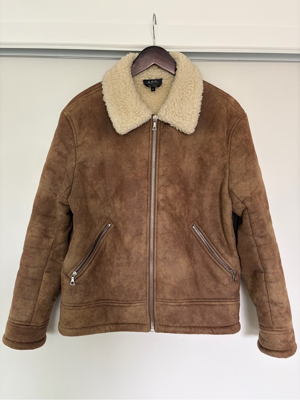 A.P.C. Men's Brown Shearling Collar Jacket